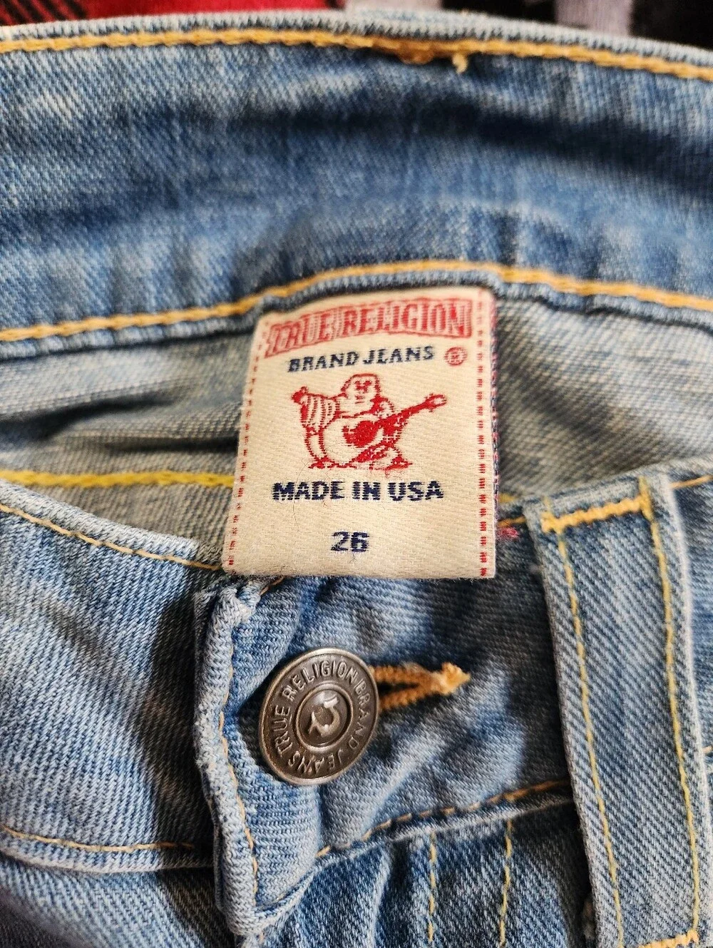 Ultra RARE True Religion Y2K Caroline Flare Jeans Rare Mermaid Patch Size 26 - Picture 5 of 10